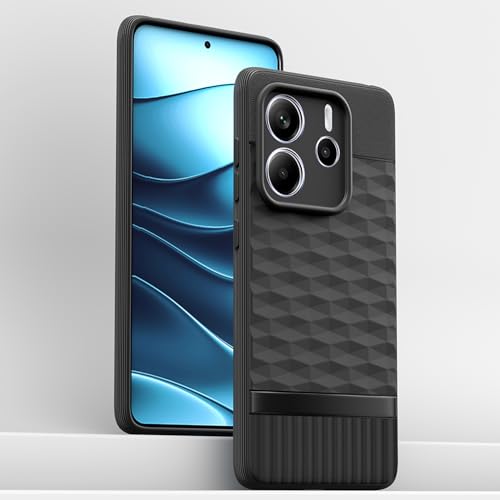 Image of Pikkme Back Cover for Redmi Note 14 5G Camera Protection 3D Hexa Cube Design Silicone Protective Bumper Case (Black)
