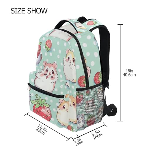 Hamsters Polka Dot Strawberry Boys Girls Kids School Backpacks Bookbag, School Bag Travel Backpack Daypack4