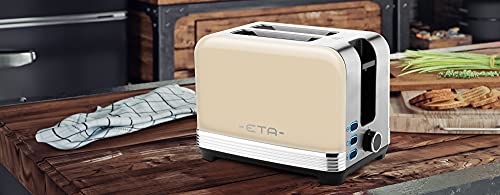 ETA Toaster im Retro Ganzmetall-Design STORIO - 980W, für 2 Scheiben, Brötchenaufsatz, Beige 3 ETA Toaster im Retro Ganzmetall-Design STORIO - 980W, für 2 Scheiben, Brötchenaufsatz, Beige