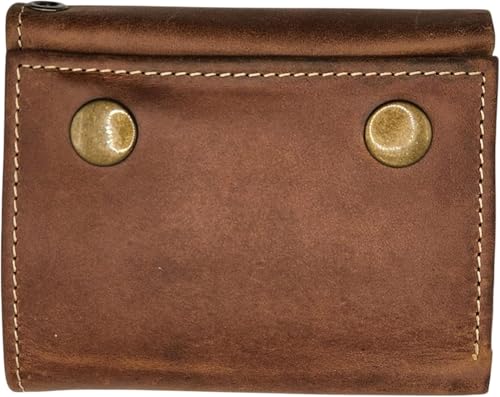 Men's Trifold Chain Wallet, Biker-High Security, ID Window, Credit Card Holder, RFID Safe Leather, YKK Zip Pocket, Snap Closer, Designed in USA (Without Zip Pocket, Rustic Brown J111EH)2