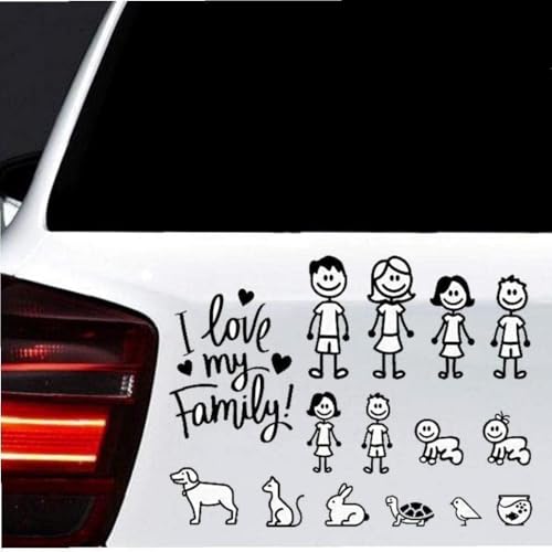 Image of Family Stickers for Cars, White Car Sticker I Love My Family Car Bling Stickers and Decals, Pet Cat Dog Animal, Decal for Car Window Phone Notebook Decorative Cars Walls Exterior Accessories