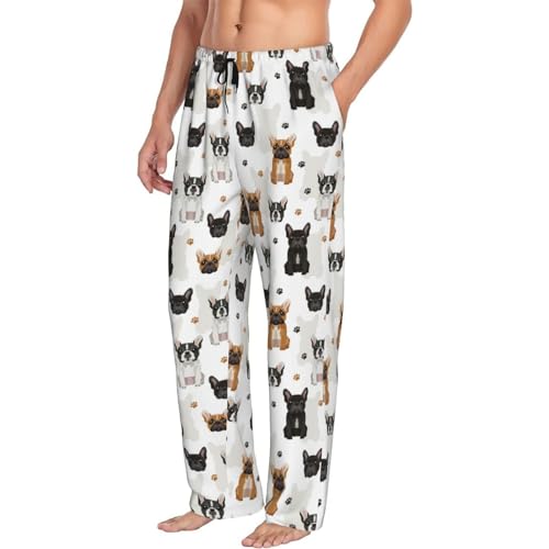 Novastar Mens Pajama Pants Bottoms with Pockets- Cute French Bulldog_D Soft Mens Pj Pants, Comfy Men Lounge Pants