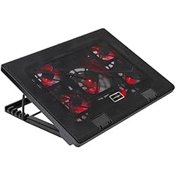 Woxter Stinger Laptop Ventilador Para Portátil MARSGAMING MNBC2, Base PC, 5 Ventiladores, LED Roja, 2 x USB 2.0, 17.35´´, Negro