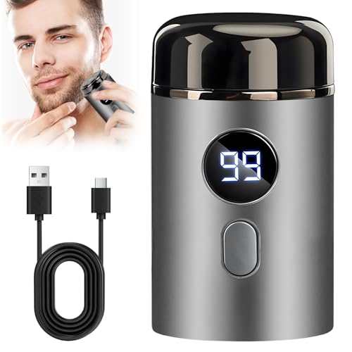 Mini Afeitadora Eléctrica, Maquinilla de Afeitar Eléctrica Portátil para Hombre, Recargable por USB Máquinas de Afeitar Inalámbricas Impermeables, Recortadora de Barba de Bolsillo con Un Botón