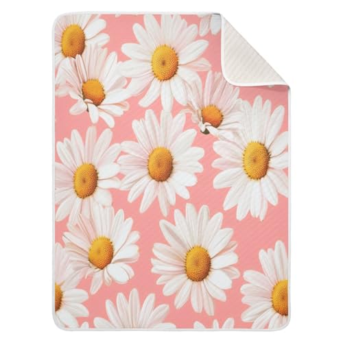 Burbuja Daisy Flowers Baby Blanket for Boys Girls, Nursery Soft Warm Swaddling Receiving Baby Blankets, 30x40 in Toddler Blanket