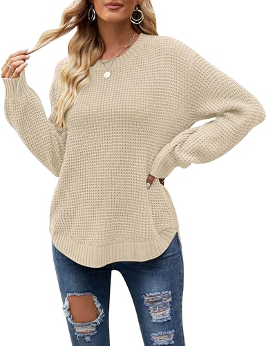 Image of MEROKEETY Women's Fall Long Sleeve Waffle Knit Oversized Sweater