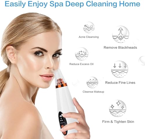 Image of 6 in 1 Blackhead Remover Vacuum Tool, USB Rechargeable Facial Pore Cleaner with 6 Suction Heads, Electric Skin Care Device for Nose, Face Deep Cleansing and Pore Maintenance
