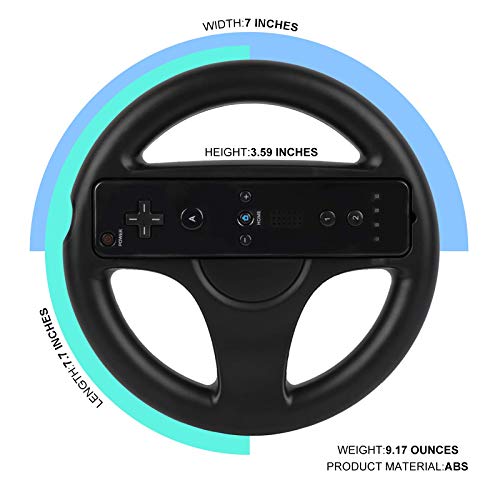 image for Steering Wheel for Wii Controller, GEEKLIN 2 pcs Black Racing Wheel Co