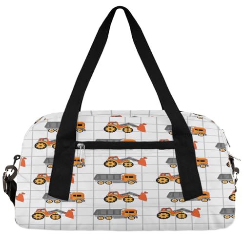 Kids Duffel Bag Cute Truck Excavator Pattern,Sport Gym Bag for Boys Girls,Weekender Overnight Tote Bag Carry On Duffel Bag