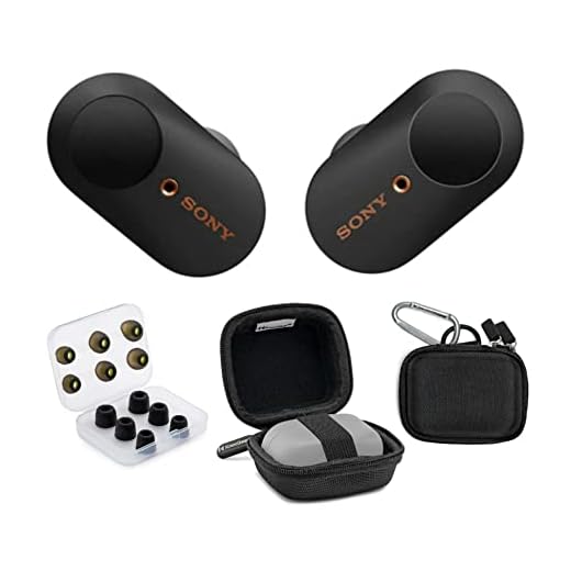 Sony WF-1000XM3 True Wireless Noise-Canceling Earbud Headphones (Black) with Hardshell Travel/Storage case and Noise Isolating Memory Foam & Silicone Tips Bundle (3 Items)
