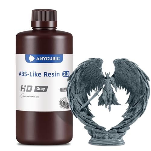 Image of ANYCUBIC 2nd Gen Resin Technology ABS-Like Resin 2.0, 3D Printer Resin with High Toughness, More Precise Details, Low Odor, Wide Compatibility for All LCD Resin 3D Printers (HD Grey, 1kg)