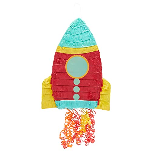 Pull String Rocket Ship Pinata For Outer Space Themed Party Supplies, Astronaut Birthday Decorations (Small, 16.5 X 12.5 X 3 In) #TOP3