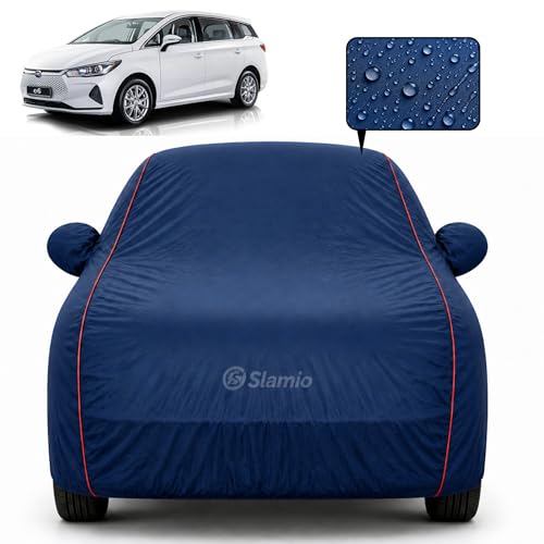 Image of Car Cover for BYD E6 | 100% Waterproof Heavy-Duty 3-Layer Car Body Cover | All-Weather Rain, UV, Sun & Dust Protection | Custom Fit | Mirror & Antenna Pockets | Navy Blue