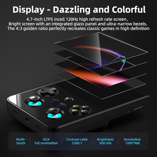 Image of Anbernic RG477V Retro Handheld Game Console , 4.7 Inch Touch Screen Android 14 System Support WiFi 6E Bluetooth 5.3 Dimensity 8300 Processor 8+128GB(Black)