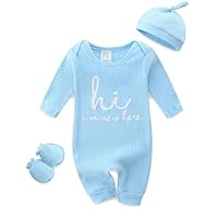 KIDDLETOWN Schlafanzug Baby, Baby Schlafstrampler 3er Pack, Baby Pyjam mit Hut und Handschuhe, Babyschlafanzug Baumwolle, Pyjamas Langarm Strampler 0-3 Monate Schlafoverall Baby für Mädchen und Jungen