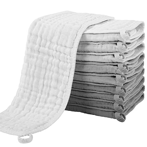 Image of Yoofoss Muslin Burp Cloths for Baby 10 Pack 100% Cotton Baby Washcloths for Boys Girls Large 20''X10'' Super Soft and Absorbent Gradient Grey