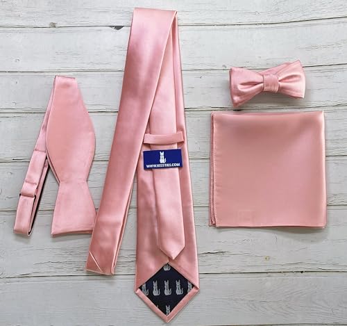 Image of KissTies 6PCS Satin Pocket Square Plain Color Handkerchief Gift Set