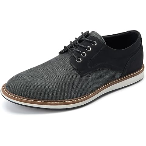 Men's Dress Shoes - Casual Canvas Oxford Shoes - Plain Toe Business Shoes-Black-9 Cover
