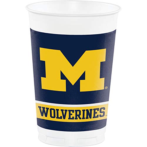 8-Count NCAA 20 oz. Premium Plastic Cups, Michigan Wolverines