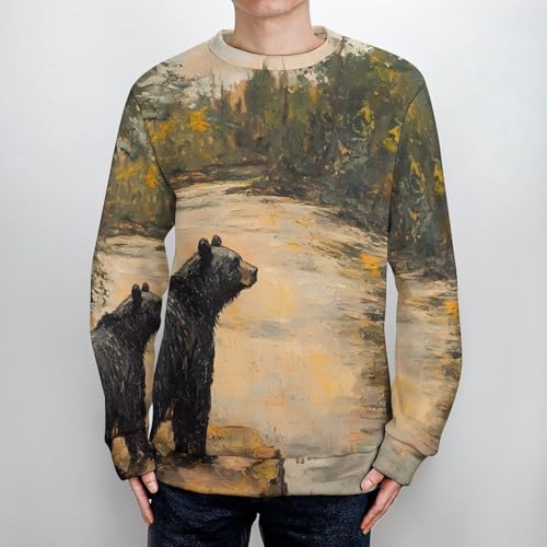 Lonely Black Bear Men's Crew Neck Sweater Knit Pullover Women Casual Long Sleeve Crewneck Loose Fit Top4