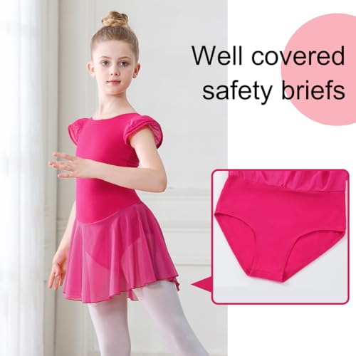 Image of DIPUG Ballet Leotards for Girls Ballet Leotard with Skirt Toddler Dance Leotards Flutter Sleeve and Criss-Cross Back