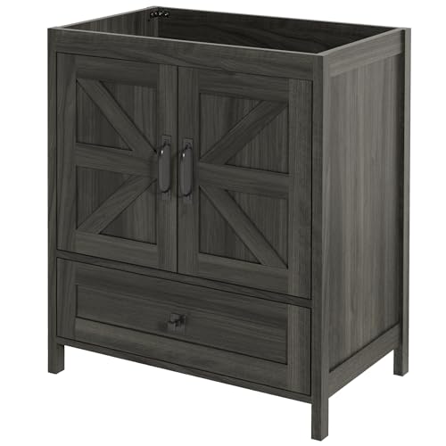 Ayiseedmid 24' Farmhouse Bathroom Vanity Without Sink, Freestanding Vanity for Bathrooms (White, 24') (Grey, 30', Without Sink)