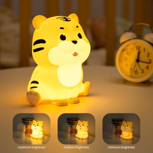 Image of Desidiya Tiger Rechargeable Silicone Night Lamp - Fun LED Tiger Lamp, Kids Night Light, Nursery Decor, Birthday Gift, Silicone LED Light