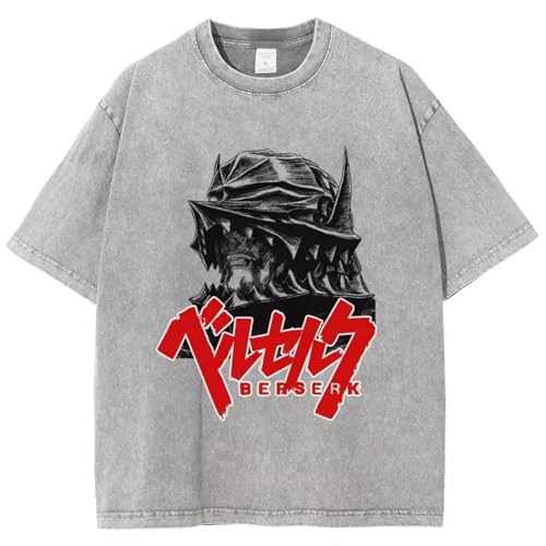 Hombres Retro Berserker Camiseta Anime Patrón Impreso Tripas Camiseta Harajuku Verano Manga Corta Loose Cotton tee