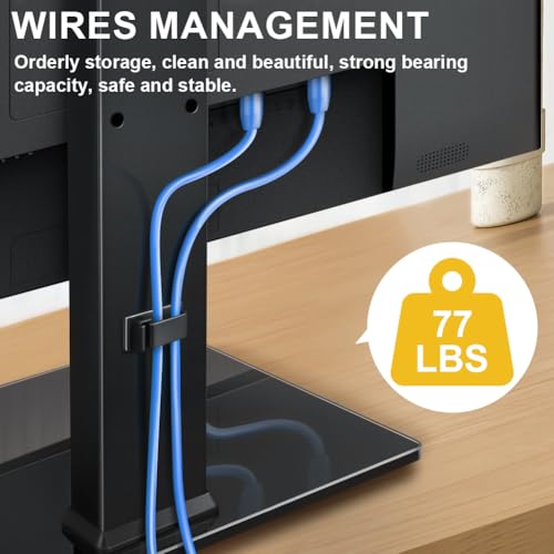 Image of WKWKER Universal TV Stand for 13-32inch LED LCD Table Top Television Stand with 45 Degree Height Adjustable Swivel TV Stand Mount with Tempered Glass Base Max VESA 100x100mm