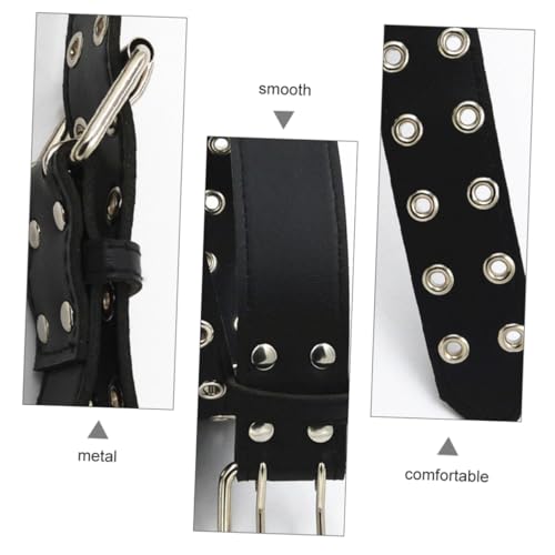 1Pc Black Punk Waist Belt for Men Versatile Double Buckle Design Durable Fashion Accessory for Daily Wear and All Occasions3