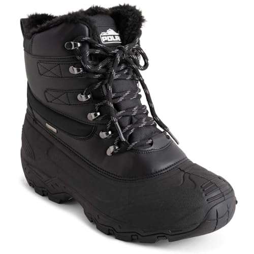 Image of POLAR Mens Waterproof Outsole Deep Tread Fully Faux Fur Lined Winter Durable Snow Boots