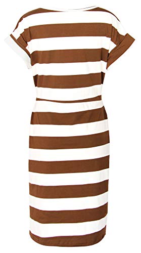 Image of PALINDA Women's Striped Elegant Short Sleeve Wear to Work Casual Pencil Dress with Belt
