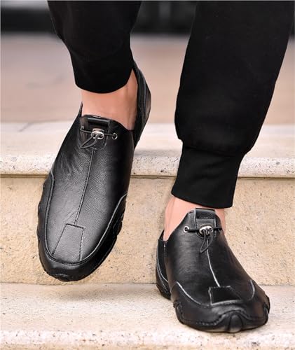 Mens Vintage Low Slip on Loafers Casual Driving Shoes Fashion Office Non-Slip Breathable Dress Shoes Handmade Penny2