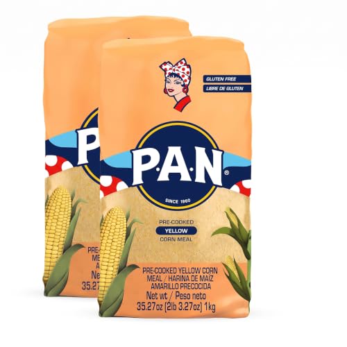 P.A.N. Yellow Corn Meal – Pre-cooked Gluten Free and Kosher Flour for Arepas, 2.2 lb, (Pack of 2)