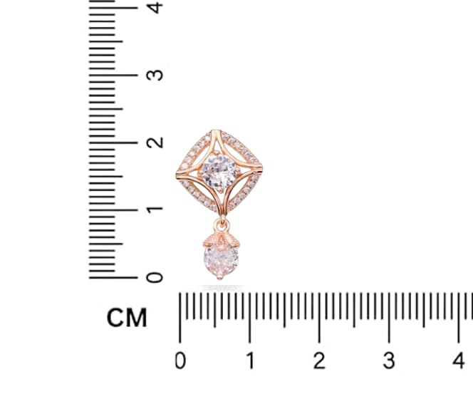 Image of Nilu's Collection 18k Rose Gold Plated Clip On Hoop Earrings, Stylish Women Earrings, Fancy Zircon Copper Bali Earrings for Women and Girls (Drop design)