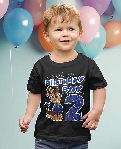 Chase Paw Patrol 2nd Birthday Shirt for Boys - Toddler Party T-Shirt Gift for 2 Year Old3
