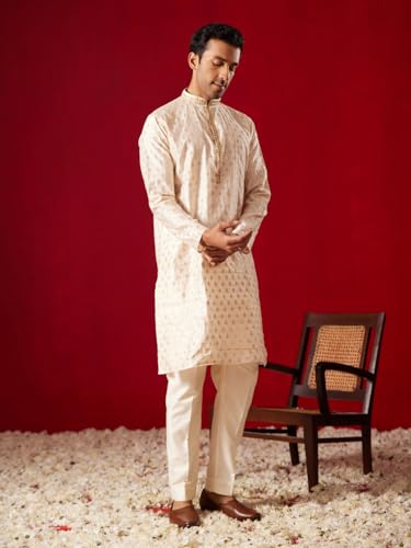 Image of VASTRAMAY Men's Silk Blend Kurta and Pyjama Set