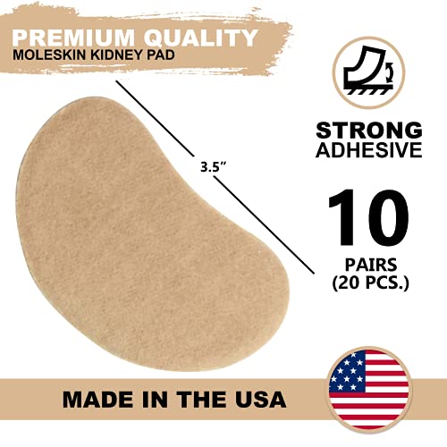 Image of Adhesive Moleskin for Feet - Blister Bandages Precut Kidney Metatarsal Pads - 3.5 inch - Callus, Heel, Corns, Blister Prevention, Shoe Friction - 10 Pairs (20 Pieces)