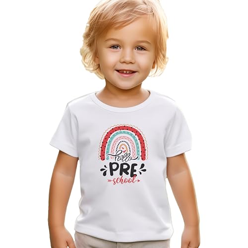Hello Pre-School #13 Toddler Shirts, 2T-4T, Girls, Rainbow, Great for The First Day of School Or Everyday Wear