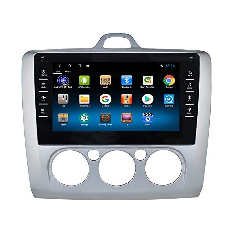 hizpo Android 10 Car Stereo Compatible with Ford Focus Exi MT 2 3 Mk2/Mk3(2004-2011) Bluetooth Handsfree Radio DAB Steering Wheel Control Mirror Link Wifi 4G USB DVR GPS Navigation Unit (Silver) Cover