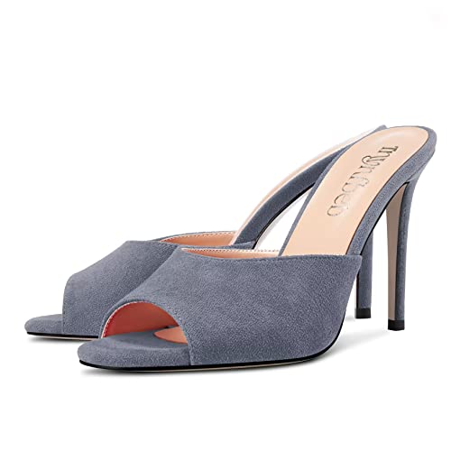 Image of TNYNFBEB Women Stiletto High Heel Peep Open Toe Sandals Slingback Slip-on Wedding Office Cute Basic Classic 3.9 Inches Heels