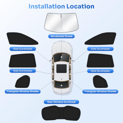 Image of Canvcle Window Shades for 2022-2026 Toyota Corolla Cross Accessories Windshield Sun Shade Side Rear Window Covers Sunshade Sun Visor Shield Privacy Protection for Camping Keep Vehicle Cool Black 8PCS