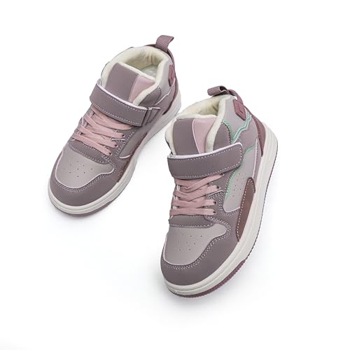 High-Top Fashion Sneakers, Gray and Pink Athletic Shoes with Mint Accents, Cushioned Comfort2