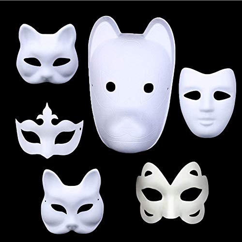 Meimasks Diy White Paper Mask Pulp Blank Hand Painted Mask Personality Creative Free Design Mask 5Pcs (V Face) #TOP1