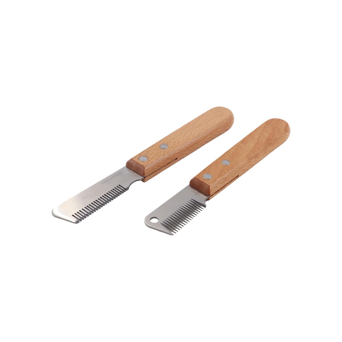 Huba 2 Piece Dog Grooming Set - Dog Groomer and Undercoat Comb with Wooden Handle for Wire-Haired Dachshunds and Cats