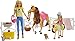 Barbie Famille coffret Amies des Animaux, poupée et mini-poupée Chelsea, cheval, poney, chiot et accessoires, emballage fermé, jouet pour enfant, GLL70
