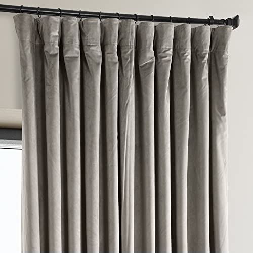 Image of HPD Half Price Drapes Signature Plush Extra Wide Velvet Blackout Curtains for Bedroom (1 Panel), 100W X 108L Hotel Black Out Curtains for Living Room, Thermal Insulated Curtains, Library Taupe