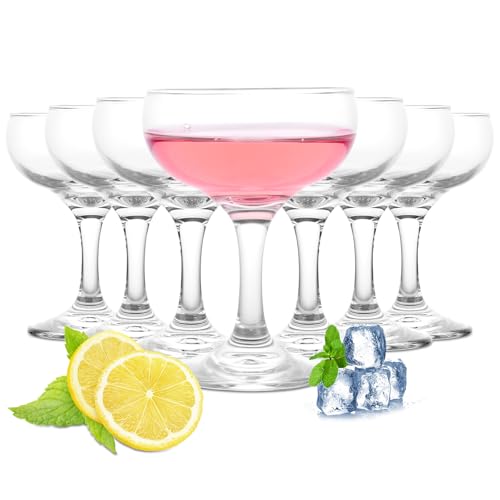 ZOFUN 8 Stück Sektschalen glas Sektgläser Champagner-Gläser,150 ML Sektschale Champagner schalen, Martini Gläser Champagnerbecher champagnergläser für Party, Zuhause, Bar, Hochzeit, Picknick