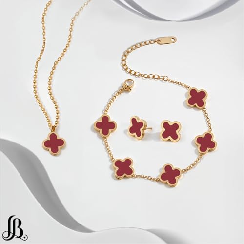 Clover Necklace Pendant Earring Bracelet Set | Designer Necklace Earring Bracelet Jewelry Set | Lovely Gift3