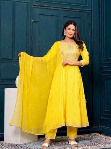 Image of MANHAREE | Women's Rayon Kurta with Pant & Dupatta Set